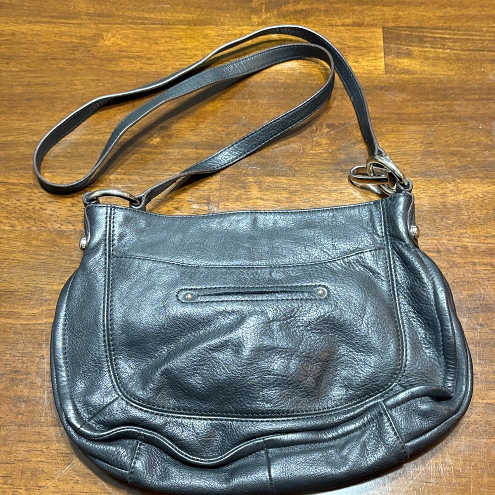 B. Makowsky Black Leather Shoulder Bag - Picture 5 of 8